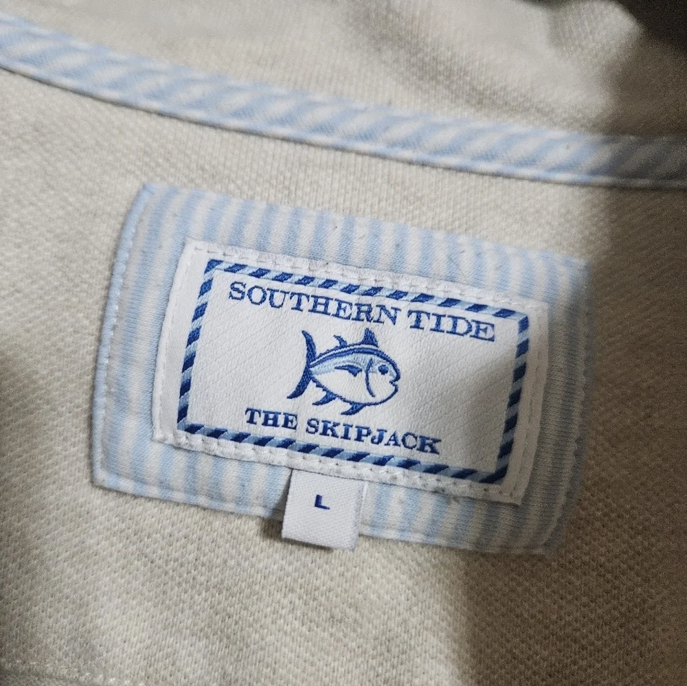 Southern Tide Skipjack Men’s 1/4 Zip Long Sleeves Casual Sweater Size L Cream